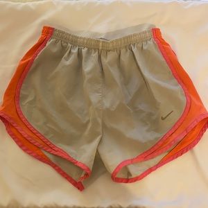 Nike running shorts - white/light grey, neon pink and orange - small